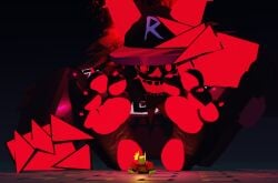 3d 3d_(artwork) black_body cap claws dayperalex elliot_(forsaken) feet feet_fetish foot_fetish forsaken guest_666 guest_666_(forsaken) horn macro micro pawpads paws red_pawpads roblox robloxian yellow_body