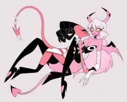 2demons 2girls barbie_wire before_sex demon demon_girl demon_girls demon_horns demon_humanoid demon_tail demon_wings demoness demons helluva_boss helluva_venti imp long_hair pulling_clothing succubus verosika_mayday_(helluva_boss) yuri