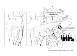 !? ? after_handjob blush crowd cum cum_on_body cum_on_lower_body dickgirl erection excessive_cum female female_on_futa flaccid_penis futanari huge_cock intersex office_lady original_character penis shocked_expression whiteflagman