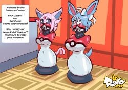 anthro bondage bondage bound eeveelution encasement espeon evil_rida female forced forced_oral gag gag_mask generation_2_pokemon generation_6_pokemon group hi_res latex male male/female nintendo oral pokemon pokemon_(species) rida_arts sex sylveon