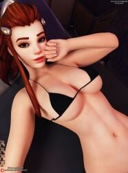 3d 3d_(artwork) belly bikini bikini_top breasts breasts brigitte brigitte_lindholm darkbahamuth micro_bikini overwatch pinup selfie tummy