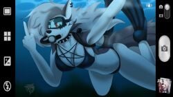 1girls bikini diving female hellhound helluva_boss loona_(helluva_boss) ocean scuba solo swimming the-blub-meister underwater vivienne_medrano vivziepop