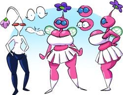 2girls ass belly blahblah866 blue_eyes boots breasts chubby chubby_female cleavage fat female female_focus female_only flower hips hyper hyper_breasts large_ass large_breasts midriff miniskirt nintendo pikmin pikmin_(species) pink_skin red_eyes reference shirtless shirtless_female skirt stomach tank_top thick_thighs thighs transparent_background white_pikmin white_skin wide_hips winged_pikmin wings