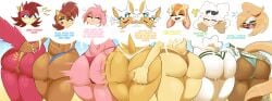 absurd_res amy_rose anthro archie_comics ass ass_to_ass bat big_butt bikini_thong biped bovid butt_grab canid canine canis caprine chipmunk clothing dcelestial dialogue eulipotyphlan eyelashes female female/female fiona_fox fox genitals ground_squirrel group hand_on_butt hedgehog hi_res idw_publishing lagomorph lanolin_the_sheep lanolin_the_sheep_(sonic) leporid lineup mammal mature_female open_mouth pink_body pupils pussy_floss rabbit rear_view rodent rouge_the_bat sally_acorn sciurid sega sheep smile sonic_the_hedgehog_(archie) sonic_the_hedgehog_(comics) sonic_the_hedgehog_(idw) sonic_the_hedgehog_(series) speech_bubble standing swimwear tail tail_aside text thick_thighs vanilla_the_rabbit vulva whisper_the_wolf wolf