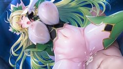 1boy 1girls abs aoi_nagisa_(metalder) big_breasts bouncing_breasts breasts censored clothing cum cum_in_pussy cum_inside elf lucie_menelumia male_pov pov sex straight vaginal_penetration youkoso!_sukebe_elf_no_mori_e