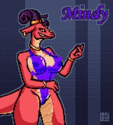 2d_animation 4_fingers animated anthro big_breasts bouncing_breasts bracelet breasts choker claws clothing demon_dragon digital_media_(artwork) ear_piercing ear_ring female finger_claws fingers genitals grin heart_(marking) heart_symbol hi_res horn horn_jewelry horn_ring jewelry langui leotard looking_at_viewer magic_clothing markings mindy_(goolee) necklace piercing pink_pussy pixel_(artwork) pixel_animation purple_claws purple_clothing purple_horn purple_leotard pussy red_eyes ring ring_(jewelry) ring_piercing smile snapping_fingers solo standing undressing