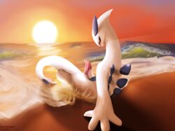 1boy 2018 4_fingers animal_genitalia avian back beach big_penis blue_skin closed_eyes detailed_background erection feral hi_res legendary_pokémon long_neck looking_away lugia male male_only masturbation neothedragon nintendo nude ocean open_mouth outdoors outside penis pokemon pokemon_(species) pokemon_gsc sand seaside shadow sitting sky smile solo sun sunset tail tapering_penis text video_games water watermark white_skin wings