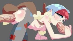 1girls 2boys animated bouncing_ass chocolatepete0 disembodied_penis fellatio female glasses handjob male mp4 nintendo no_sound oral penny_(pokemon) pokemon pokemon_sv small_breasts spitroast stomach_bulge tagme two_tone_hair video