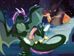 absurd_res anal anal_bead_pull anal_beads anal_beads_in_ass anal_sex closed_eyes coin dragon feathers feral gdem gold_(metal) gold_coin green_body green_scales hair hi_res j._r._r._tolkien keplar looking_pleasured magic male middle-earth_(tolkien) mythological_creature mythological_scalie mythology object_in_ass penetration pink_hair pink_stripes purple_dots scales scalie sex_toy sex_toy_in_ass sex_toy_insertion smaug solo stripes the_hobbit thought_bubble tickling wet_dream