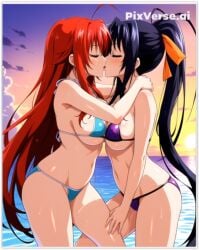 2girls ai_generated akeno_himejima high_school_dxd lesbian_couple lesbian_domination lesbian_focus lesbian_kiss lesbian_sex rias_gremory yuri yuri yuri