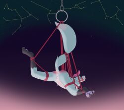 anthro ball_gag bodily_fluids bondage bondage bound breasts cloe_(powerfulcrumpets) cloe_supraari cum cum_drip cum_in_ass cum_in_pussy cum_inside dripping female gag gagged genital_fluids genitals hi_res pawpads powerfulcrumpets pussy restraints rope rope_bondage small_breasts solo spank_marks spanked_butt suspension vaginal_fluids