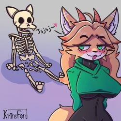 1girls 2025 anthro broken_bone broken_pelvis female female_only furry furry_female furry_only kace_(minsy_ren) krinsfon skeleton tagme