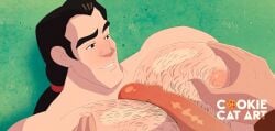 ai_generated animated arm_hair ass_focus ass_hair ass_up beauty_and_the_beast belovedman big_muscles big_pecs black_hair blue_eyes blush chest_hair gaston gay gid hairy hairy_ass hairy_chest hairy_pecs hercules_(disney) laying_down laying_on_bed male male_only muscular naked over_shoulder pecs shirtless smirk tight_clothing