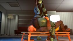 3d ada_(fallout) dominant_female facesitting fallout robophilia robot robot_girl vault_dweller