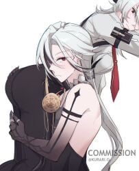 arlecchino_(genshin_impact) ass ass big_ass big_butt carrying_another carrying_partner clothed clothes clothing fat_ass fat_butt female female_focus female_only genshin_impact horns hoyoverse kurari_o long_hair tail thick_ass thick_butt tie white_hair wuthering_waves yuri zani_(wuthering_waves)