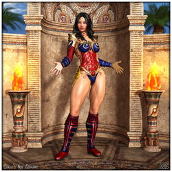 1girls 3d bare_shoulders becarra big_breasts black_hair boots bracer busty choker cleavage cosplay curia curvy dc dc_comics detailed_background english_text eyelashes female female_only flame front_view gray_eyes hourglass_figure human leotard long_hair looking_at_viewer nail_polish outdoor outside pose posing rope shadow shiny shiny_skin shoulder_pads solo standing superheroine text thick_thighs thong thumb_ring tiara torch voluptuous wide_hips wonder_woman_(cosplay) wonder_woman_(series)