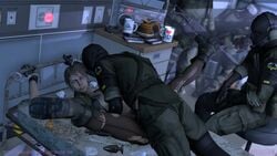 1girls 3d animated areola bondage boots breasts breasts_out brown_hair buttplug clothed_sex diamond_dogs female forced group gun handcuffed_to_bed handcuffs male masked_male mating_press mattress metal_gear_solid metal_gear_solid_v moaning nipples ponytail quiet_(metal_gear) rape rapetacular restrained rough_sex sex sex_toy sound spread_legs straight torn_stockings vaginal_penetration video