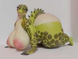 3d_(artwork) anthro ass big_breasts big_butt breasts digital_media_(artwork) female hi_res huge_breasts huge_butt huge_thighs hyper nude raguda reptile scalie simple_background solo tail thick_thighs tongue wide_hips