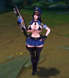 1girls abdomera caitlyn_kiramman cops_and_robbers_series female league_of_legends officer_caitlyn screenshot the_grind_series