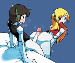 bottomless buttjob cave_story clothed clothing crap-man curly_brace duo erection female imminent machine male measuring_penetration_depth partially_clothed penis quote_(cave_story) robot sex simple_background straight video_games