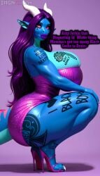ai_generated anthro bbw bimbo bimbo_body bimbo_lips black_lives_matter blacked blacked_tattoo dragon dragoness english_text female furry high_heels lyla_(lyladragon) qos queen_of_spades solo_female spade_tattoo