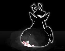 ambiguous_gender anthro antlers ass big_butt black_background black_body deltarune digital_media_(artwork) duo eyewear facesitting glasses hi_res horn huge_butt humanoid humanoid_on_anthro looking_back male male/ambiguous musk musk_clouds musky_butt pincoosh questionable_consent ralsei rear_view shadow_creature signature simple_background sitting_on_another smile the_knight_(deltarune) the_roaring_knight undertale_(series)