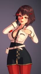 anna_anon cleavage large_breasts uniform