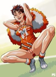 1girl 1girls after_fellatio anal_insertion anal_plug blue_eyes brown_hair bukkake buttplug cheerleader cheerleader_outfit cheerleader_uniform cum cum_on_body cum_on_breasts cum_on_chest cum_on_clothes cum_on_face cum_on_hair exhibitionism exposed_pussy facial female female_focus female_only implied_oral inviting legs_apart licking_cum looking_at_viewer marvel mayday_parker mc2 outdoors pompoms presenting pumpkinsinclair pussy_juice pussy_juice_drip pussy_juice_trail short_hair skirt skirt_lift smiling smiling_at_viewer solo solo_female solo_focus spider-girl squatting teasing teasing_viewer teenage_girl teenager tomboy tongue