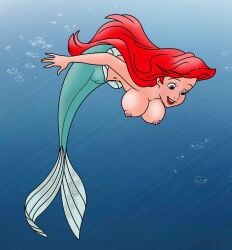 1girls ariel boobs breasts cameltoe disney female helix helix_artist mermaid nipples pale_skin red_hair smiling the_little_mermaid the_little_mermaid_(1989_film) topless
