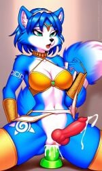 ai_assisted ai_generated breasts dildo_in_pussy furry furry_futa furry_futanari furry_only futa_only futa_sans_balls futanari herm hermaphrodite intersex krystal krystal_(star_fox) multi_genitalia penis pussy pussy_ejaculation