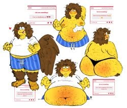 1boy ass belly belly_blush belly_button big_ass big_belly blush body_hair clothed embarrassed fat forsaken_(roblox) grabbing_breast male moobs obese obese_male overweight_male raunchyrodeo shedletsky smiling stretch_marks thong
