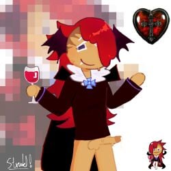 cock cookie cookie_run cookie_run_kingdom cookie_run_ovenbreak cum cumming cup_of_wine fangs penis penis_out purple_eyes red_hair solo solo_focus solo_male vampire vampire_cookie wine