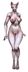 2018 anthro ass big_breasts breasts claws digital_media_(artwork) feline feline female fur hi_res leopard mammal nipples nude pussy simple_background solo thescarletartist