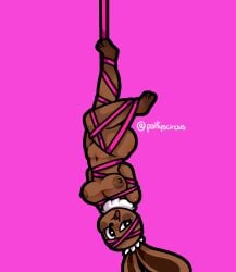 brown_fur bunnygirl cocoa_(dandy's_world) dandy's_world female furry heart-shaped_pupils partyscircus rope rope_bondage