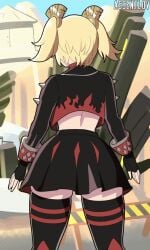 animated ass assentlov black_bra black_panties black_underwear blonde_hair burnice_white butt_cheeks female female_focus huge_ass jacket mp4 no_sound panties skirt skirt_down sunglasses sunglasses_on_head tagme twintails underwear video zenless_zone_zero