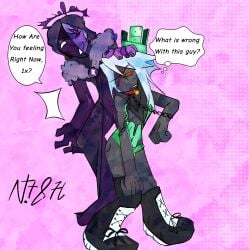1x1x1x1 1x1x1x1_(forsaken) betrayed_1x1x1x1 boy_on_top forsaken_(roblox) genderfluid green_skin neleve787l noli_(forsaken) penis purple_body purple_penis red_eyes roblox roblox_game robloxian self_upload small_penis tagme text_bubble white_eyes white_hair