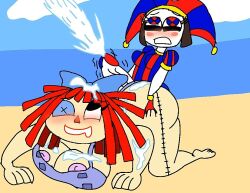 beach bending_over buttjob cum_explosion cum_geyser cum_on_ass cum_on_body cumshot ejaculation explosive_cum futa_on_female futa_with_female futanari hot_dogging lovebot_the_shipanimation ocean pomni_(the_amazing_digital_circus) ragatha_(the_amazing_digital_circus) sand sky the_amazing_digital_circus
