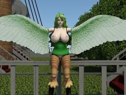 3d big_breasts female female_only green_hair harpy monet_(one_piece) novacorporation one_piece solo