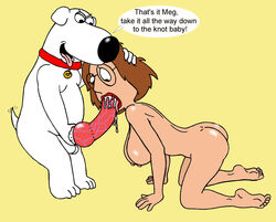 all_fours alternate_breast_size animal_genitalia animal_penis bent_over brian_griffin canine cum cum_in_mouth dog family_guy from_behind interspecies knot large_breasts meg_griffin sbb zoophilia