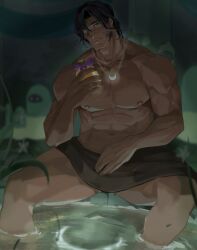 dark_hair dilf hades_(game) hades_2 hot_spring loincloth male muscular muscular_male odysseus odysseus_(hades) tan_skin