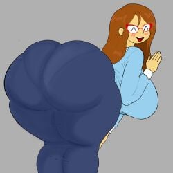 ass big_ass big_breasts blush breasts brown_hair d4cmece female glasses happy huge_ass kindergarten_(game) kindergarten_3 large_ass large_breasts leaning_forward long_hair looking_at_viewer looking_back milf ms._lovelett pawg teacher thick_thighs thunder_thighs