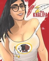 1girls american_football arab big_breasts breasts dark_hair glasses mia_khalifa muslim porn_star real_person realistic solo sports terryalec