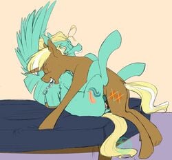 anal anal_sex balls bed closed_eyes duo equine erection farewelldecency feathered_wings feathers feral friendship_is_magic horn male mammal my_little_pony nude pegasus penetration penis simple_background trenderhoof_(mlp) unicorn wings yaoi zephyr_breeze_(mlp)