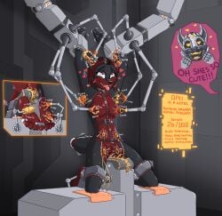 2girls ahe_gao black_fur caroo character_request edging female_orgasm_denial femdom femsub machine_bondage maroon_fur mind_break orgasm_denial robot robot_girl tickle_torture tickling tickling_armpits tickling_ears tickling_feet tickling_nipples two_tone_fur