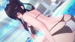 3d big_ass big_breasts bikini black_lipstick doki_doki_literature_club glasses goggles_on_head koikatsu large_ass large_breasts looking_back_at_viewer natsuki_(doki_doki_literature_club) poolside purple_eyes purple_hair redesign scars shocked_expression surprised_expression swimming_pool wave yuri_(doki_doki_literature_club)