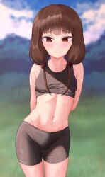 1girls after_workout arm_behind_back arms_behind_back bare_arms bare_belly bare_chest bare_midriff bare_navel bare_shoulders bare_skin belly belly_button blue_sky blurred_background blurry_background blush blush_face blushing_at_viewer blushing_female blushing_lines breasts brown_eyebrows brown_eyes brown_eyes_female brown_hair brown_hair_female clouds collarbone curvaceous curvaceous_body curvaceous_female curvaceous_figure curvaceous_hips curvaceous_teen curvy curvy_body curvy_female curvy_figure curvy_hips curvy_teen day daylight daytime digital digital_art digital_drawing digital_drawing_(artwork) digital_media digital_media_(artwork) embarrassed embarrassed_expression embarrassed_female exposed_arms exposed_belly exposed_chest exposed_midriff exposed_navel exposed_shoulders exposed_skin female female_focus female_only groin hand_behind_back hands_behind_back high_resolution high_school_student highres iino_miko inguinal_crease inguinal_ligament kaguya-sama_wa_kokurasetai_~tensai-tachi_no_renai_zunousen~ lean_figure linea_alba lips long_hair looking_at_viewer midriff moriforests narrow_waist navel nervous nervous_expression nervous_face nervous_female nervous_smile outdoor outdoors outside petite petite_body petite_breasts petite_female petite_girl petite_tits ribs school_girl shoulders shy shy_expression shy_smile skinny skinny_female skinny_girl skinny_waist sky slender_body slender_waist slim_waist small_breasts solo standing stomach sweat sweatdrop sweating sweaty sweaty_belly sweaty_body sweaty_face sweaty_female sweaty_legs sweaty_thighs teen_girl teenage_girl teenager thighs twintails twintails_(hairstyle) upper_body wide_hips young_female young_woman