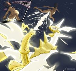 1girls anus ass back cum cum_explosion cum_in_pussy cum_inside dark-skinned_female enormous_penis hypertron impossible_fit large_breasts large_penis monster necrozma olivia_(pokemon) pokemon pokephilia rape semen sex stomach_bulge testicles ultra_necrozma vagina vaginal vaginal_penetration vaginal_sex