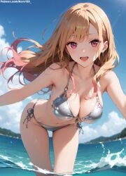 1girls 2d ai_generated areolae armpit bangs bare_arms big_breasts bikini bikini_bottom bikini_top blonde_hair breasts chest curvy curvy_figure cute cute_face detailed earrings eyelashes eyeshadow female female_only fit fit_female focus hair high_quality in_water kitagawa_marin large_breasts leaning_forward legs light-skinned_female light_skin lips lipstick long_hair looking_at_viewer makeup mascara micro_bikini ocean pale-skinned_female pale_skin perky_breasts piercing pink_eyes posing sea seductive seductive_look selfie sono_bisque_doll_wa_koi_wo_suru stable_diffusion tagme thighs thin_waist underwear