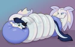 16:10 animate_inanimate balloon blue_eyes dragon duo inflatable inflation living_inflatable looking_at_another looking_back mane mythological_creature mythological_scalie mythology pool_toy reptile scalie snake symrea toony white_body widescreen