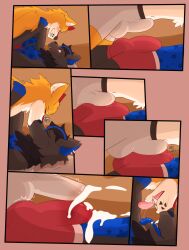 absurd_res anthro bat bodily_fluids boxers_(clothing) boxers_only canid canine caninewine caninewine_devan canis clothed clothing comic cum cumshot duo ejaculation erection french_kissing frottage fur genital_fluids grey_body grey_fur hair hi_res joshua_myste kissing male male/male mammal markings megabat penile penis penises_touching piercing saliva saliva_on_tongue saliva_string sex simple_background star_(marking) topless underwear underwear_only wings wolf